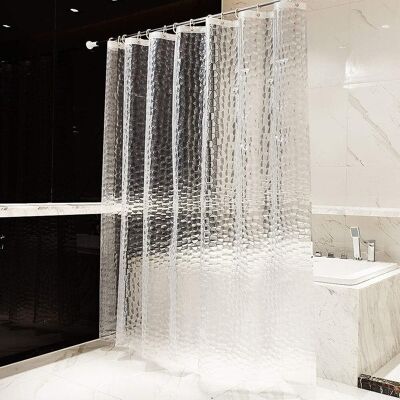 Generic Shower Curtain 200 X 200 Cm Semi Transparent Anti-mould Shower Curtain Eva Waterproof Washable 3d Bathroom Curtain With 13 Pvc Free Hooks - Publicité Generic Shower Curtain 200 X 200 Cm Semi Transparent Anti-mould Shower Curtain Eva Waterproof Washable 3d Bathroom Curtain With 13 Pvc Free Hooks - Publicité