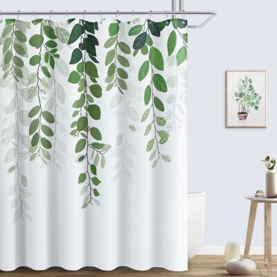 PELTOR Rideau De Douche 180 X 180 Cm Rideau De Douche Feuille Verte Rideau De Douche En Polyester Imprimé Imperméable - Publicité PELTOR Rideau De Douche 180 X 180 Cm Rideau De Douche Feuille Verte Rideau De Douche En Polyester Imprimé Imperméable - Publicité