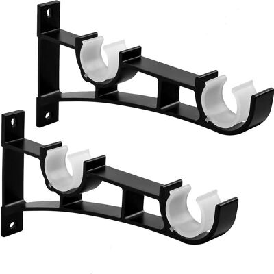 BRINSEA Support De Tringle À Rideaux Double Draperie Tringle Supports Noir Supports De Tringle À Rideaux En Robuste En Alliage D'Aluminium Avec Vis Supports Pour Barre Rideau Fixations Pour Tringle À Rideaux - Publicité BRINSEA Support De Tringle À Rideaux Double Draperie Tringle Supports Noir Supports De Tringle À Rideaux En Robuste En Alliage D'Aluminium Avec Vis Supports Pour Barre Rideau Fixations Pour Tringle À Rideaux - Publicité