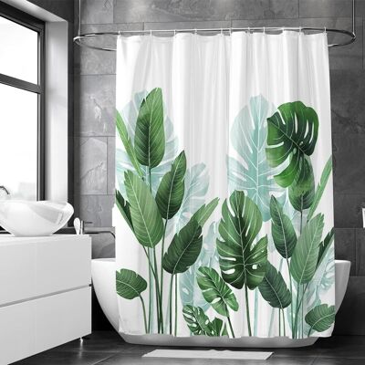 Generic Rideau De Douche Anti-moisissure 180 X 200 Cm, Polyester, Avec Anneaux, Rideaux De Douche, Shower Curtain, Motif Feuilles Tropicales - Publicité Generic Rideau De Douche Anti-moisissure 180 X 200 Cm, Polyester, Avec Anneaux, Rideaux De Douche, Shower Curtain, Motif Feuilles Tropicales - Publicité