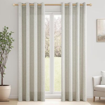 GRASSLIN Lot De 2 Rideaux Voilage 140x240 Cm, Lin Naturel Translucide À Oeillets Pour Salon Chambre - Publicité GRASSLIN Lot De 2 Rideaux Voilage 140x240 Cm, Lin Naturel Translucide À Oeillets Pour Salon Chambre - Publicité