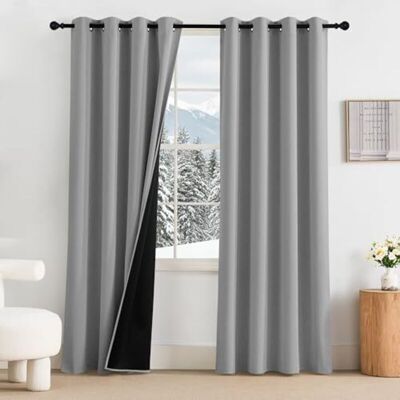 Scotch Rideaux Occultants Modernes Pour Salon, Lot De 2, Rideaux Thermiques Isolants Pour Chambre Avec Œillets, 140 X 220 Cm, Beige Clair - Publicité Scotch Rideaux Occultants Modernes Pour Salon, Lot De 2, Rideaux Thermiques Isolants Pour Chambre Avec Œillets, 140 X 220 Cm, Beige Clair - Publicité