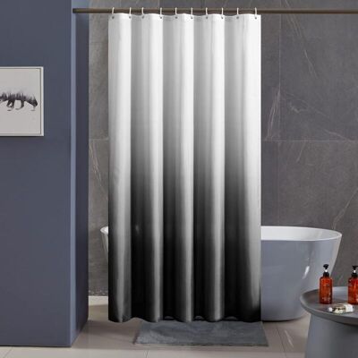 PELTOR Rideau De Douche Anti Moisissure Tissu Noir Dégradé Lavable En Machine Petit Rideaux Douche Pour Camping Car Cabine De Avec 6 Crochets 90x180cm - Publicité PELTOR Rideau De Douche Anti Moisissure Tissu Noir Dégradé Lavable En Machine Petit Rideaux Douche Pour Camping Car Cabine De Avec 6 Crochets 90x180cm - Publicité