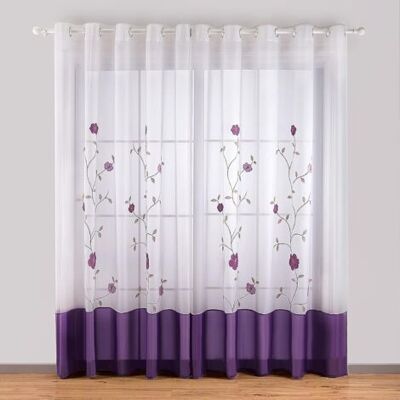BARKBUSTERS 1 Pièce Rideaux À Oeillets Voilages Broderie Floral Pour Chambre Cuisine Salon, 140cmx145cm, Violet-ensoleillé - Publicité BARKBUSTERS 1 Pièce Rideaux À Oeillets Voilages Broderie Floral Pour Chambre Cuisine Salon, 140cmx145cm, Violet-ensoleillé - Publicité
