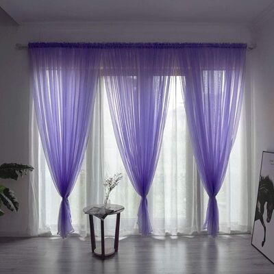 GRASSLIN 1 Panneau Rideau, Gaze De Fenêtre, Passe-tringle, Polyester, Violet Moyen, Pour Chambre, Salon - Publicité GRASSLIN 1 Panneau Rideau, Gaze De Fenêtre, Passe-tringle, Polyester, Violet Moyen, Pour Chambre, Salon - Publicité