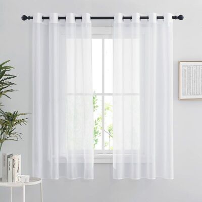 Vision Tigrezy Rideaux Voilages Blanc - Lot De 2 Rideau Court 140 X 160 Cm Décoration De Maison Chambre Cuisine, Organza Tulle Avec Oeillets Transparent Lumineux Filtrer, Blanc - Publicité Vision Tigrezy Rideaux Voilages Blanc - Lot De 2 Rideau Court 140 X 160 Cm Décoration De Maison Chambre Cuisine, Organza Tulle Avec Oeillets Transparent Lumineux Filtrer, Blanc - Publicité