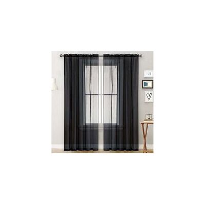 OEM 1pc Noir Rideaux Transparents Salon Tringle Poche Fenêtre Rideaux Panneaux Chambre Rideaux Semitransparents En Voile - Publicité OEM 1pc Noir Rideaux Transparents Salon Tringle Poche Fenêtre Rideaux Panneaux Chambre Rideaux Semitransparents En Voile - Publicité