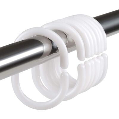 MOXIE Lot De 24 Anneaux De Douche En Plastique, Accessoire Anneaux Pour Rideaux, 24 Crochets Simples Blanc 46 X 29 Mm - Publicité MOXIE Lot De 24 Anneaux De Douche En Plastique, Accessoire Anneaux Pour Rideaux, 24 Crochets Simples Blanc 46 X 29 Mm - Publicité