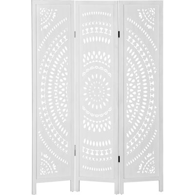 VIVACASA Paravent Pliant Blanc 3 Panneaux Bois Sculpté 120x170 Cm Cloison Artisanale Lumineuse Pour Pièce - Publicité VIVACASA Paravent Pliant Blanc 3 Panneaux Bois Sculpté 120x170 Cm Cloison Artisanale Lumineuse Pour Pièce - Publicité