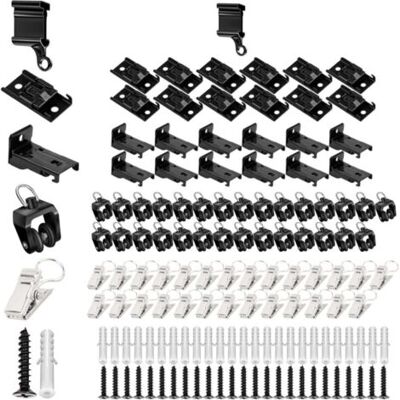 ABYSSE Accessoires Pour Rail Rideaux Plafond, Rouleaux De Rail, Caches D'Extrémité, Crochets De Rideaux Metal, Supports De Montage Pour Rails À Rideaux, Noir - Publicité ABYSSE Accessoires Pour Rail Rideaux Plafond, Rouleaux De Rail, Caches D'Extrémité, Crochets De Rideaux Metal, Supports De Montage Pour Rails À Rideaux, Noir - Publicité