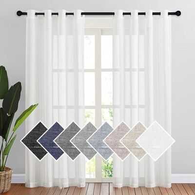 OEM Voilage Blanc - Voilage Rideaux De Fenêtre - Lumière Filtrer Demi Transparent Rideaux À Oeillets Draperies Voile En Lin Effet Décor De Maison, L 140 X H 220 Cm, Blanc, 2 Pièces - Publicité OEM Voilage Blanc - Voilage Rideaux De Fenêtre - Lumière Filtrer Demi Transparent Rideaux À Oeillets Draperies Voile En Lin Effet Décor De Maison, L 140 X H 220 Cm, Blanc, 2 Pièces - Publicité