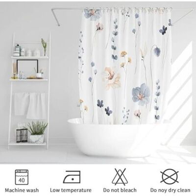 ABYSSE Watercolor Floral Shower Curtain, Flowers Print Minimalist Bathroom Curtain, Machine Washable Spring Modern Shower Curtains, Waterproof Fabric Shower Curtain Set With Hooks, 72 X 72, Blue - Publicité ABYSSE Watercolor Floral Shower Curtain, Flowers Print Minimalist Bathroom Curtain, Machine Washable Spring Modern Shower Curtains, Waterproof Fabric Shower Curtain Set With Hooks, 72 X 72, Blue - Publicité