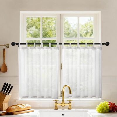 GRASSLIN 2 Pièces Rideau Voilage Cuisine 120x45cm Blanc, Panneau Translucide À Pattes Pour Fenêtre, Placard, Armoire - Publicité GRASSLIN 2 Pièces Rideau Voilage Cuisine 120x45cm Blanc, Panneau Translucide À Pattes Pour Fenêtre, Placard, Armoire - Publicité