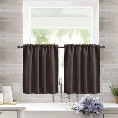 GRASSLIN Lot De 2 Rideaux Brise-bise, Polyester, Passe-tringle 7cm, Occultant, Cuisine Salle De Bain - Publicité GRASSLIN Lot De 2 Rideaux Brise-bise, Polyester, Passe-tringle 7cm, Occultant, Cuisine Salle De Bain - Publicité