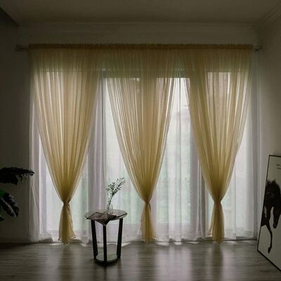 GRASSLIN 1 Panneau Rideau Voile, Poche Pour Tringle, Polyester, Beige, 99x198 Cm, Chambre Salon Hôtel - Publicité GRASSLIN 1 Panneau Rideau Voile, Poche Pour Tringle, Polyester, Beige, 99x198 Cm, Chambre Salon Hôtel - Publicité