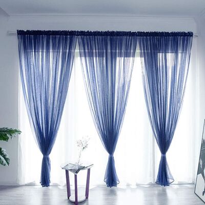 GRASSLIN 1 Panneau Rideau, Voile Polyester, Passe-tringle 3,8cm, Bleu Marine, Salon Chambre - Publicité GRASSLIN 1 Panneau Rideau, Voile Polyester, Passe-tringle 3,8cm, Bleu Marine, Salon Chambre - Publicité