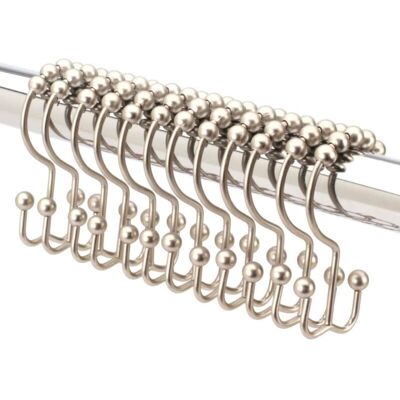 PELTOR ( Nickel Brossé),lot De 12 Crochets De Rideau De Douche Doubles En Acier Inoxydable Résistant À La Rouille De Qualité Supérieure - Publicité PELTOR ( Nickel Brossé),lot De 12 Crochets De Rideau De Douche Doubles En Acier Inoxydable Résistant À La Rouille De Qualité Supérieure - Publicité
