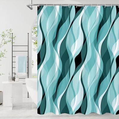 Generic Rideau De Douche Anti Moisissure Abstrait Rayures Turquoise Rayé Rideaux De Baignoire Tissu Imperméable Lavable Polyester Rideaux Salle Avec Crochets - Publicité Generic Rideau De Douche Anti Moisissure Abstrait Rayures Turquoise Rayé Rideaux De Baignoire Tissu Imperméable Lavable Polyester Rideaux Salle Avec Crochets - Publicité