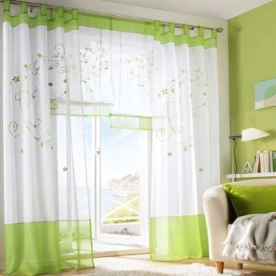 SCORPIO Rideaux Voilages Floral Voile Broderie A Pattes Panneaux De Fenêtres Pour Chambre Salon Décoration 2 Panneaux, Vert, L140cm X H225cmdyk- - Publicité SCORPIO Rideaux Voilages Floral Voile Broderie A Pattes Panneaux De Fenêtres Pour Chambre Salon Décoration 2 Panneaux, Vert, L140cm X H225cmdyk- - Publicité