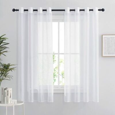 OEM Rideaux Voilages Blanc - Lot De 2 Rideau Court 140 X 160 Cm Décoration De Maison Chambre Cuisine, Organza Tulle Avec Oeillets Transparent Lumineux Filtrer, Blanc - Publicité OEM Rideaux Voilages Blanc - Lot De 2 Rideau Court 140 X 160 Cm Décoration De Maison Chambre Cuisine, Organza Tulle Avec Oeillets Transparent Lumineux Filtrer, Blanc - Publicité