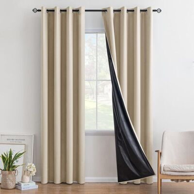 MOXIE Lot De 2 Rideaux Occultant Isolant Thermique Anti-uv Protectioin Solaire Décoration Pour Salon Cuisine Chambre 132x160cm(l X H) Beige - Publicité MOXIE Lot De 2 Rideaux Occultant Isolant Thermique Anti-uv Protectioin Solaire Décoration Pour Salon Cuisine Chambre 132x160cm(l X H) Beige - Publicité