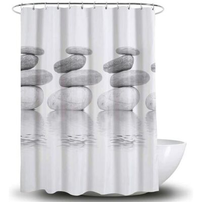 Cellfast Rideau De Douche Imperméable Antibactérien 3d-avec 12 Anneaux-polyester-180 X 180 Cm-gris Galet - Publicité Cellfast Rideau De Douche Imperméable Antibactérien 3d-avec 12 Anneaux-polyester-180 X 180 Cm-gris Galet - Publicité