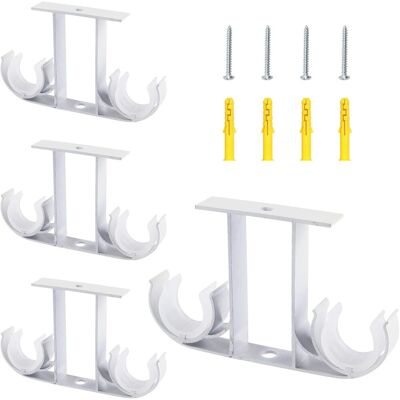 GRASSLIN Lot De 4 Supports De Tringle À Rideaux, Alliage D'Aluminium, Double Poteau, Pour Diamètre 23-26 Mm, Usage Intérieur - Publicité GRASSLIN Lot De 4 Supports De Tringle À Rideaux, Alliage D'Aluminium, Double Poteau, Pour Diamètre 23-26 Mm, Usage Intérieur - Publicité