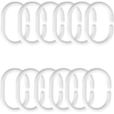 OEM Blanc,anneaux Pour Rideaux De Douche, 12 Pcs Anneaux De Douche En Plastique, C Crochets De Rideaux, Pour Rideau De Fenêtre - Publicité OEM Blanc,anneaux Pour Rideaux De Douche, 12 Pcs Anneaux De Douche En Plastique, C Crochets De Rideaux, Pour Rideau De Fenêtre - Publicité
