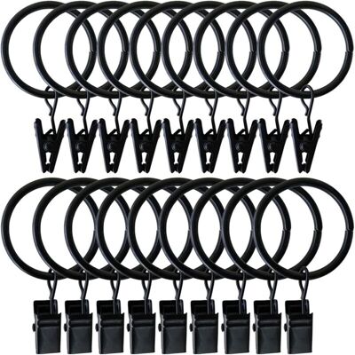 MOXIE Anneaux De Rideaux, 20 Pièces Anneaux De Suspension De Draperie En Métal Noir Avec Clips Crochets De Rideaux Pour Fenêtre Chambre Salon Balcon Tringles À Rideaux (50 Mm) - Publicité MOXIE Anneaux De Rideaux, 20 Pièces Anneaux De Suspension De Draperie En Métal Noir Avec Clips Crochets De Rideaux Pour Fenêtre Chambre Salon Balcon Tringles À Rideaux (50 Mm) - Publicité
