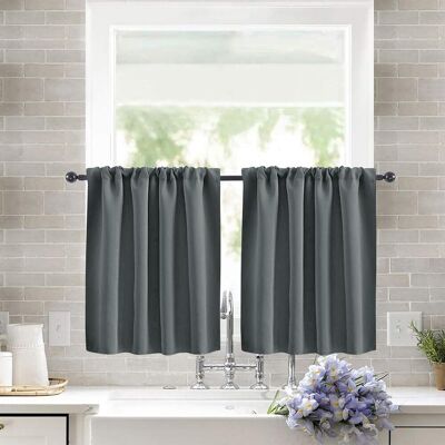 GRASSLIN Lot De 2 Rideaux Brise-bise, Polyester, Passe-tringle 7cm, Occultant, Cuisine Salle De Bain - Publicité GRASSLIN Lot De 2 Rideaux Brise-bise, Polyester, Passe-tringle 7cm, Occultant, Cuisine Salle De Bain - Publicité