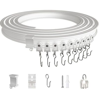 Melissa 3 Mètres Rail De Rideau Plafond, Kit De Rail Rideau Flexible Pliable En Abs Avec Poulies Silencieuses Pour Separation De Piece, Rideaux, Chambre, Balcon, Bureau, Hôtel, Blanc - Publicité Melissa 3 Mètres Rail De Rideau Plafond, Kit De Rail Rideau Flexible Pliable En Abs Avec Poulies Silencieuses Pour Separation De Piece, Rideaux, Chambre, Balcon, Bureau, Hôtel, Blanc - Publicité
