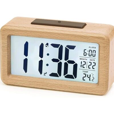 OEM Reveil Numerique, Reveil Matin A Piles En Bois Avec Grand Écran Lcd, Horloge Numérique Avec Rétroéclairage, Date, Température, Capteur De Lumière Automatique, Snooze (3 Piles Aaa Incluses)-dou - Publicité OEM Reveil Numerique, Reveil Matin A Piles En Bois Avec Grand Écran Lcd, Horloge Numérique Avec Rétroéclairage, Date, Température, Capteur De Lumière Automatique, Snooze (3 Piles Aaa Incluses)-dou - Publicité