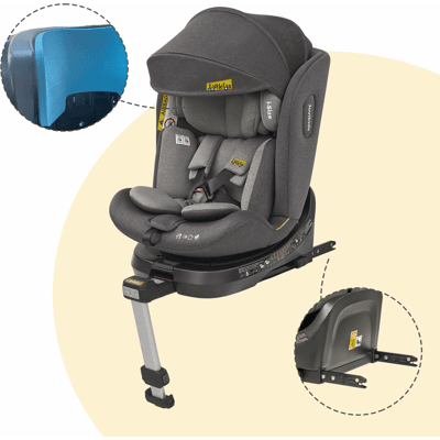 CHINGNIMON Siège Auto Bébé 360° Isofix I-size 40-150 Cm, Groupe 0+/1/2/3, Pivotant, Dos Route, Inclinaison, Capote Amovible, Ece R129, Gris - Publicité CHINGNIMON Siège Auto Bébé 360° Isofix I-size 40-150 Cm, Groupe 0+/1/2/3, Pivotant, Dos Route, Inclinaison, Capote Amovible, Ece R129, Gris - Publicité