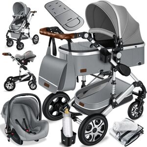 Poussette Loops 3 en 1 Poussette combinée Set complet incl. Nacelle et siège sport buggy et siège auto cosy - Pneus pleins en caoutchouc - Sac à langer/housse de pluie/Set table pour enfants , - Kesser - Publicité