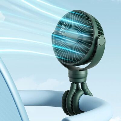 OEM Mini Ventilateur De Poussette À Clip Pour Bébé, 4000mah Ventilateur Portable À Piles Ou Usb Rechargeable Avec 4 Vitesses, Rotatif À 360° Et Trépied Flexible - Vert Alpin - Publicité OEM Mini Ventilateur De Poussette À Clip Pour Bébé, 4000mah Ventilateur Portable À Piles Ou Usb Rechargeable Avec 4 Vitesses, Rotatif À 360° Et Trépied Flexible - Vert Alpin - Publicité
