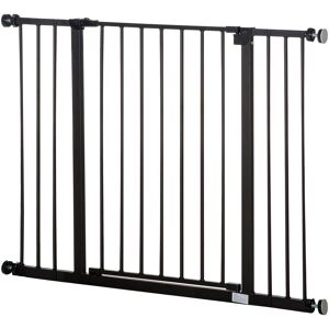 Pawhut - Barrière de sécurité longueur réglable dim. 76-107l x 76H cm sans perçage métal plastique noir - Noir - Publicité