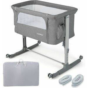 COSTWAY Lit Cododo Bébé 3 en 1 avec Hauteur Réglable 5 Niveaux, Lit Berceau Inclinaison de 10° avec Matelas Confortable,Maille Respirante,Charge 9KG,Sac de - Publicité