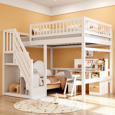 ARRIGONI Lit En Bois Massif 140200, Escalier Avec Armoire De Rangement, Garde-corps Haut, Lit Enfant Et Ado, Cadre De Lit En Bois Massif, Blanc (vecchio Sku: Ldb00165aak) - Publicité ARRIGONI Lit En Bois Massif 140200, Escalier Avec Armoire De Rangement, Garde-corps Haut, Lit Enfant Et Ado, Cadre De Lit En Bois Massif, Blanc (vecchio Sku: Ldb00165aak) - Publicité