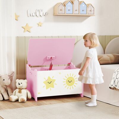 HEAT Coffre À Jouets Avec Couvercle, Boîte De Rangement Pour Enfant Avec Charnières De Sécurité, 60 X 37 X 39 Cm, Rose - Publicité HEAT Coffre À Jouets Avec Couvercle, Boîte De Rangement Pour Enfant Avec Charnières De Sécurité, 60 X 37 X 39 Cm, Rose - Publicité