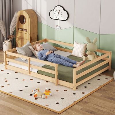 ACKERMAN Lit Montessori Pour Enfant Avec Bordure – Sans Sous-structure, Au Niveau Du Sol En Bois Massif, Montage Simple (140 X 200 Cm, Naturel) - Publicité ACKERMAN Lit Montessori Pour Enfant Avec Bordure – Sans Sous-structure, Au Niveau Du Sol En Bois Massif, Montage Simple (140 X 200 Cm, Naturel) - Publicité
