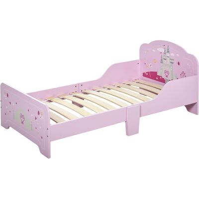HEAT Lit Enfant 140 X 70 Cm – Motif Princesse Et Château – Sommier À Lattes Inclus – Contreplaqué Mdf Rose - Publicité HEAT Lit Enfant 140 X 70 Cm – Motif Princesse Et Château – Sommier À Lattes Inclus – Contreplaqué Mdf Rose - Publicité