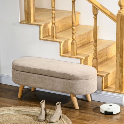 HEAT Banc/lit 2 En 1 En Tissu Avec Rangement, Pieds En Bois, 110 Cm (l) X 40 Cm (p) X 43 Cm (h), Beige - Publicité HEAT Banc/lit 2 En 1 En Tissu Avec Rangement, Pieds En Bois, 110 Cm (l) X 40 Cm (p) X 43 Cm (h), Beige - Publicité
