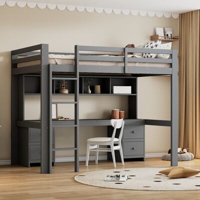 ARRIGONI Lit Mezzanine 90200 Cm, Lit Pour Enfant, Couchage En Haut, Bureau En Bas, Grand Espace De Rangement, Grande Barrière, Escalier Stable, Gris - Publicité ARRIGONI Lit Mezzanine 90200 Cm, Lit Pour Enfant, Couchage En Haut, Bureau En Bas, Grand Espace De Rangement, Grande Barrière, Escalier Stable, Gris - Publicité