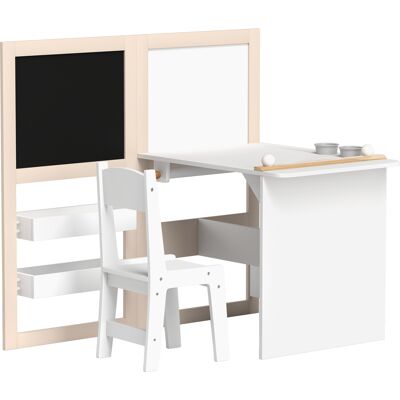 HEAT Table Enfant Avec Chaise, 3 En 1, Avec Chevalet Dépliable, Compartiments De Rangement Et Rouleau De Papier – Pour Les Enfants De 3 À 8 Ans, Blanche - Publicité HEAT Table Enfant Avec Chaise, 3 En 1, Avec Chevalet Dépliable, Compartiments De Rangement Et Rouleau De Papier – Pour Les Enfants De 3 À 8 Ans, Blanche - Publicité