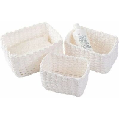 OEM Lot De 3 Paniers De Rangement Tressés Pour Accessoires De Maquillage, Salle De Bain, Table À Langer, Petit Compartiment De Rangement (blanc) - Publicité OEM Lot De 3 Paniers De Rangement Tressés Pour Accessoires De Maquillage, Salle De Bain, Table À Langer, Petit Compartiment De Rangement (blanc) - Publicité