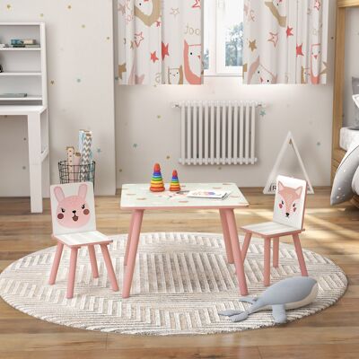 HEAT Ensemble Table Et Chaises Pour Enfant, Table Et 2 Chaises, Motif Animaux, Pour Chambre, Rose - Publicité HEAT Ensemble Table Et Chaises Pour Enfant, Table Et 2 Chaises, Motif Animaux, Pour Chambre, Rose - Publicité