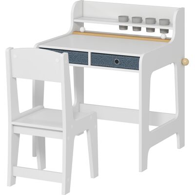 HEAT Bureau Enfant Avec Chaise, Table Et Chaise Enfant Avec 2 Tiroirs En Tissu Et Porte-gobelet, 62,8 X 55,6 X 73,8 Cm, Blanc - Publicité HEAT Bureau Enfant Avec Chaise, Table Et Chaise Enfant Avec 2 Tiroirs En Tissu Et Porte-gobelet, 62,8 X 55,6 X 73,8 Cm, Blanc - Publicité