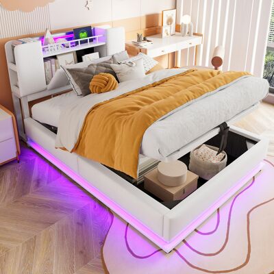 ARRIGONI Lit Rembourré Intelligent Pour Enfants, 90 X 200 Cm, Avec Éclairage Led, Port Usb Et Espace De Rangement Hydraulique, Revêtement En Velours Doux, Cadre En Métal, Beige - Publicité ARRIGONI Lit Rembourré Intelligent Pour Enfants, 90 X 200 Cm, Avec Éclairage Led, Port Usb Et Espace De Rangement Hydraulique, Revêtement En Velours Doux, Cadre En Métal, Beige - Publicité