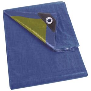 Bâche, résistant, 28 œillets, angles renforcés, rectangulaire, bleu/vert, 110 g/m², 6 x 8 m - Perel - Publicité