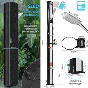 LIFERUN Douche Solaire,avec Pommeau De Douche, Douchette,robinet Et Housse De Protection,eau Chaude Jusqu'à 60 °c,pour Piscine Plage-(60l,argent) - Publicité LIFERUN Douche Solaire,avec Pommeau De Douche, Douchette,robinet Et Housse De Protection,eau Chaude Jusqu'à 60 °c,pour Piscine Plage-(60l,argent) - Publicité